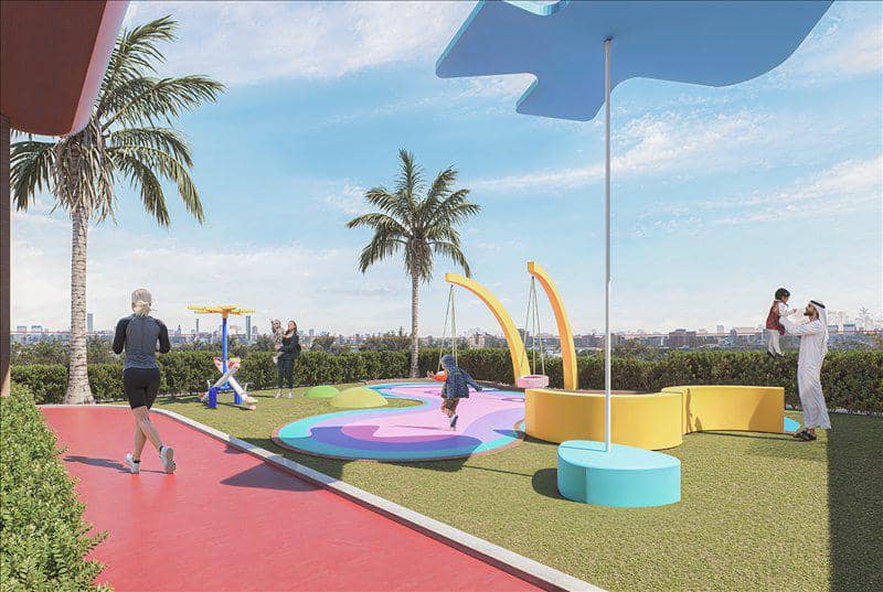 Townhouses in the new complex Bonds Avenue Residences with swimming pools, mini golf and gardens, Dubai Islands, Dubai, UAE — photo 15