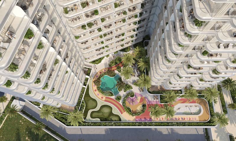 Новый комплекс меблированных апартаментов Cove Grand с бассейнами, зонами отдыха и мини-гольфом, Dubai Land Residence Complex, ОАЭ — фото 9