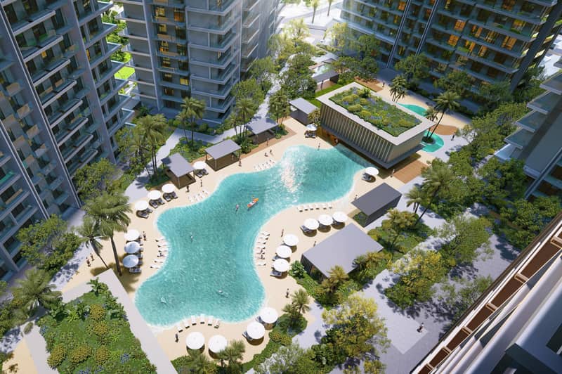 Новый высотный комплекс Milan Heights с инфинити-бассейнами и теннисными кортами, City of Arabia, Дубай, ОАЭ — фото 3