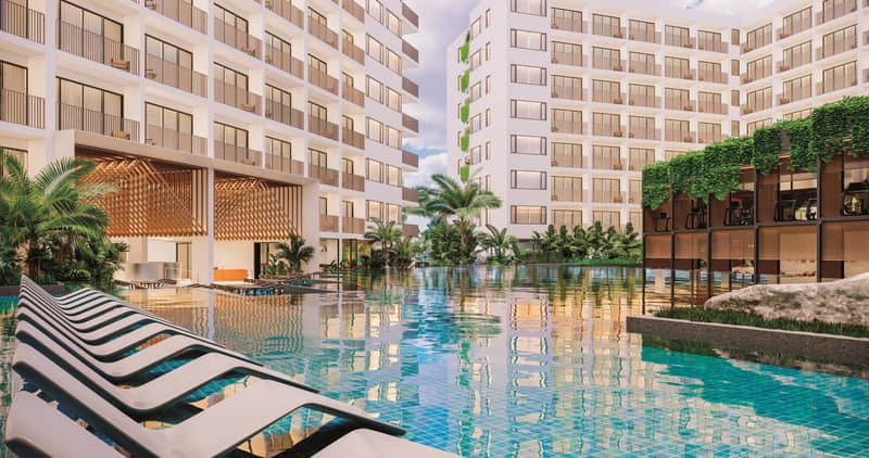 Modern residential complex with a large swimming pool opposite a shopping center in Chalong, Phuket, Thailand — photo 2