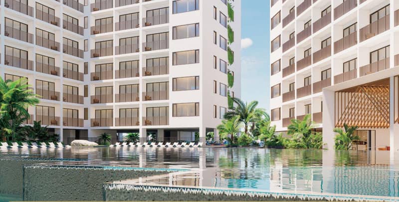 Modern residential complex with a large swimming pool opposite a shopping center in Chalong, Phuket, Thailand — photo 5