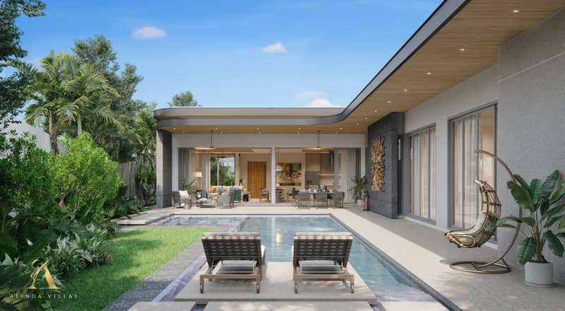 Complex of villas with swimming pools and roof-top terraces close to Layan Beach, Phuket, Thailand — photo 2