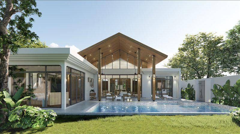 Complex of villas with swimming pools in a luxury residential area, Phuket, Thailand — photo 15