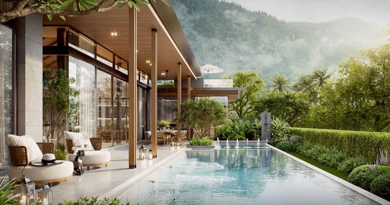 New complex of villas with swimming pools and green areas close to bang Tao Beach, Phuket, Thailand — photo 9