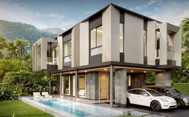 New complex of villas with swimming pools and green areas close to bang Tao Beach, Phuket, Thailand — photo 2