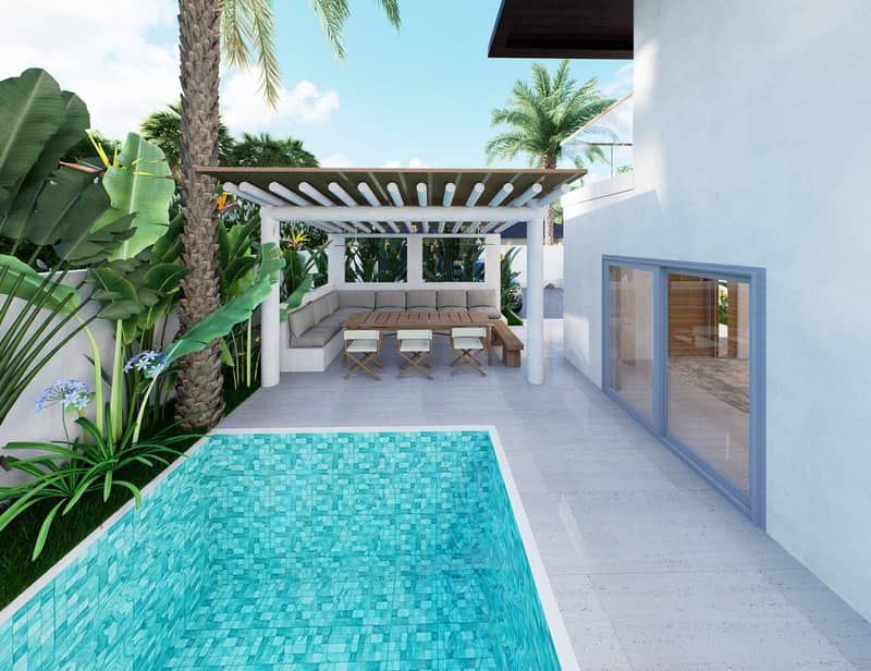 Complex of furnished villas with swimming pools and gardens close to Maenam Beach, Samui, Thailand — photo 7