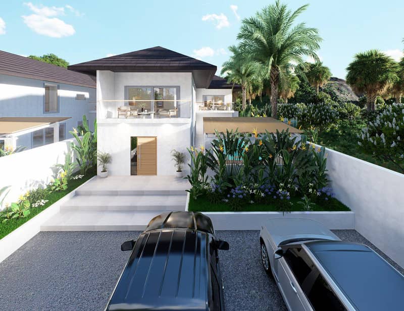 Complex of furnished villas with swimming pools and gardens close to Maenam Beach, Samui, Thailand — photo 12