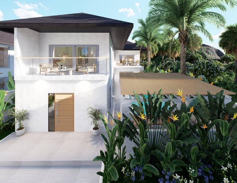 Complex of furnished villas with swimming pools and gardens close to Maenam Beach, Samui, Thailand — photo 11