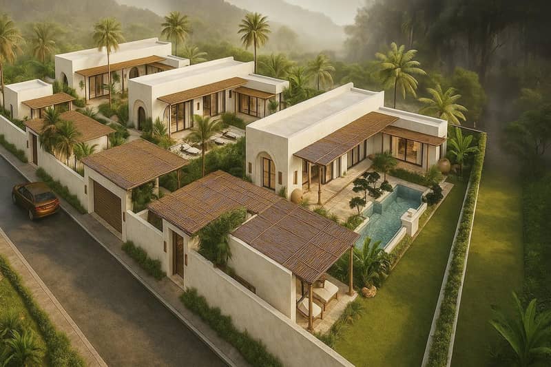 Complex of furnished villas with swimming pools, gardens and picturesque views close to Bang Po Beach, Samui, Thailand — photo 11