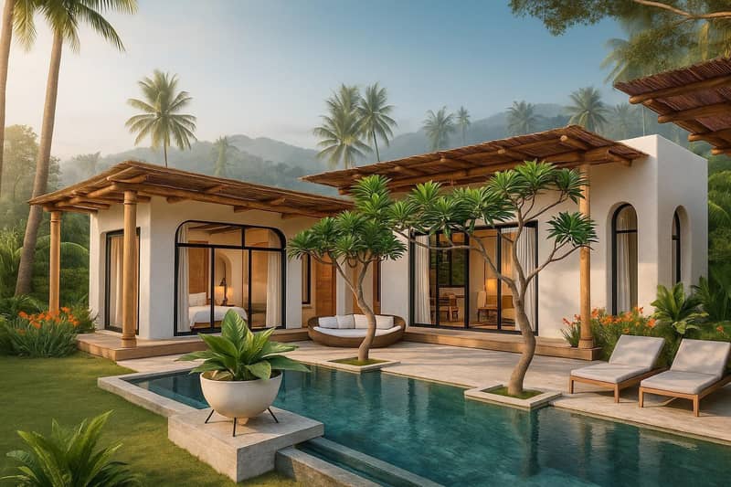 Complex of furnished villas with swimming pools, gardens and picturesque views close to Bang Po Beach, Samui, Thailand — photo 9