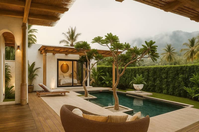 Complex of furnished villas with swimming pools, gardens and picturesque views close to Bang Po Beach, Samui, Thailand — photo 8