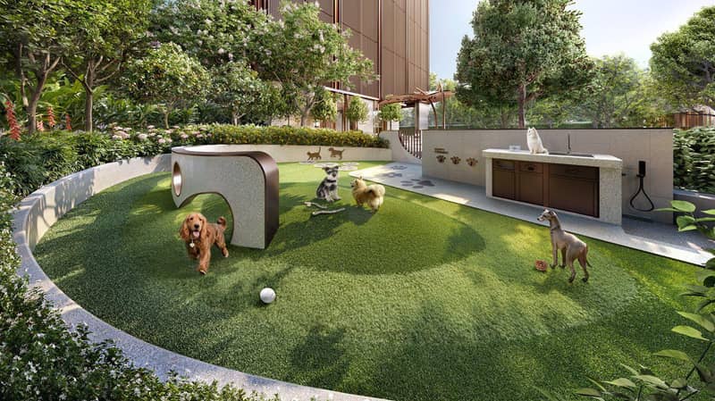 New high-rise residence with a swimming pool, a golf course and a pet area, Bangkok, Thailand — photo 12
