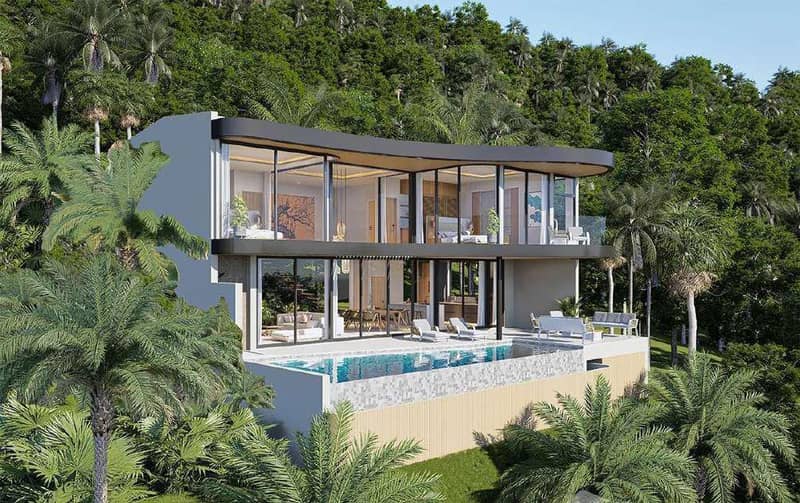 Modern villas with sea and jungle views in Bangpor, Koh Samui, Thailand — photo 2