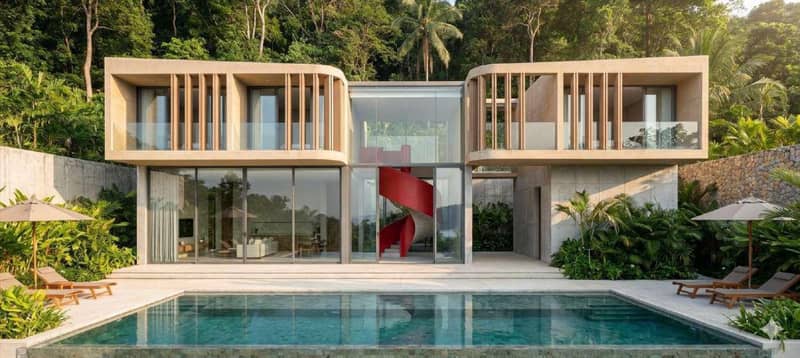 Modern villas with sea and jungle views in Bangpor, Koh Samui, Thailand — photo 3