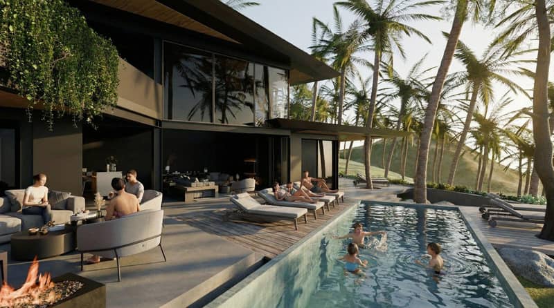 New villas with pools and sea views surrounded by palm trees, Bophut, Koh Samui, Thailand — photo 3