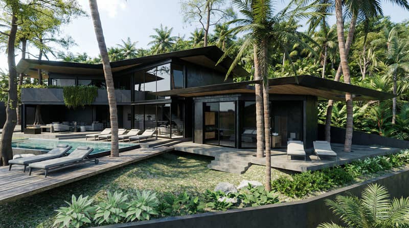 New villas with pools and sea views surrounded by palm trees, Bophut, Koh Samui, Thailand — photo 13