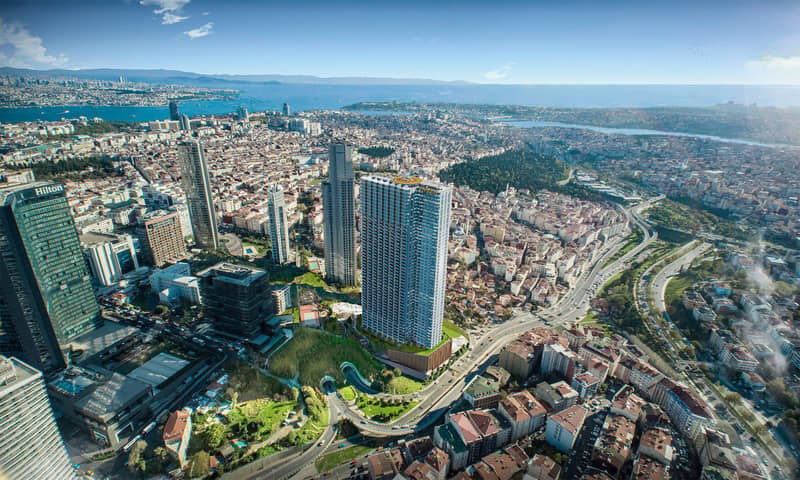 High-rise residence with a park, a swimming pool and a tennis court close to metro stations, in the popular area of Sisli, Istanbul, Turkey — photo 23