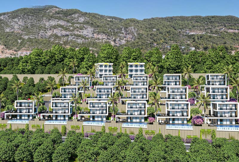 Новый комплекс вилл с бассейнами и террасами, Аланья, Турция — фото 24