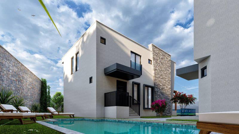 Villas with private pools and parking spaces, in the tranquil and picturesque town of Gulluk, Milas, Turkey — photo 4