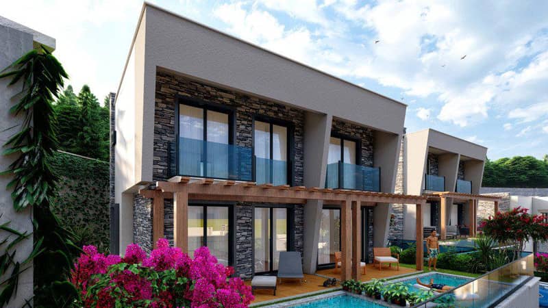 Villas with private pools and parking spaces, in the tranquil and picturesque town of Gulluk, Milas, Turkey — photo 3