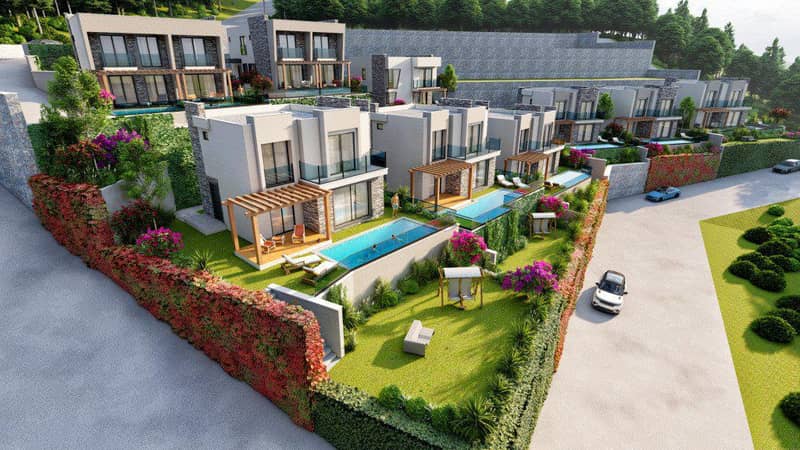 Villas with private pools and parking spaces, in the tranquil and picturesque town of Gulluk, Milas, Turkey — photo 9