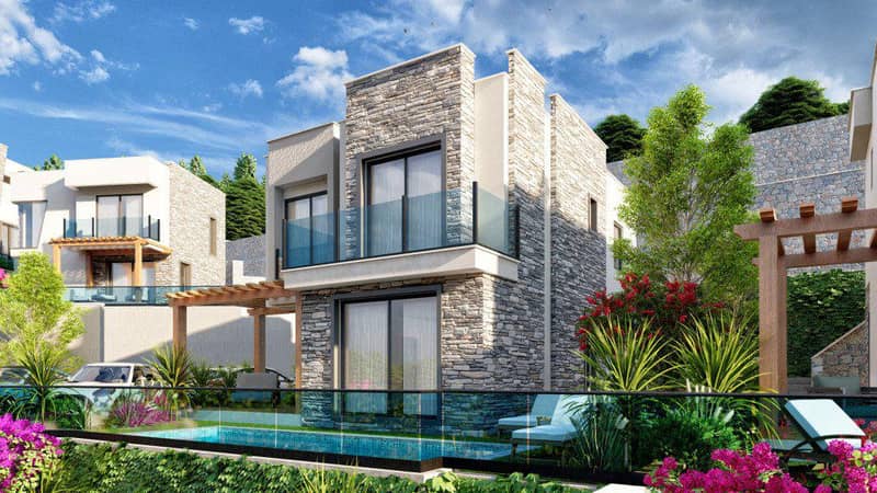 Villas with private pools and parking spaces, in the tranquil and picturesque town of Gulluk, Milas, Turkey — photo 2
