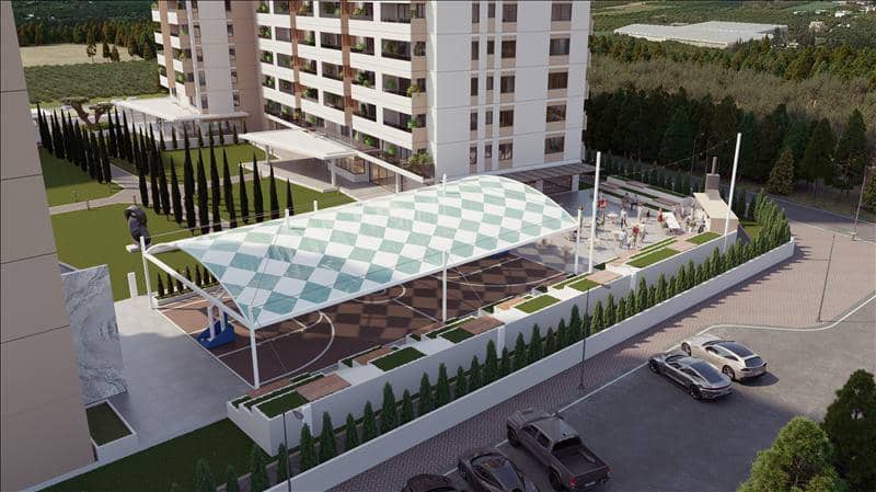 Новая резиденция с аквапарком, бассейнами и теннисным кортом в 150 метрах от пляжа Мерсин, Турция — фото 18