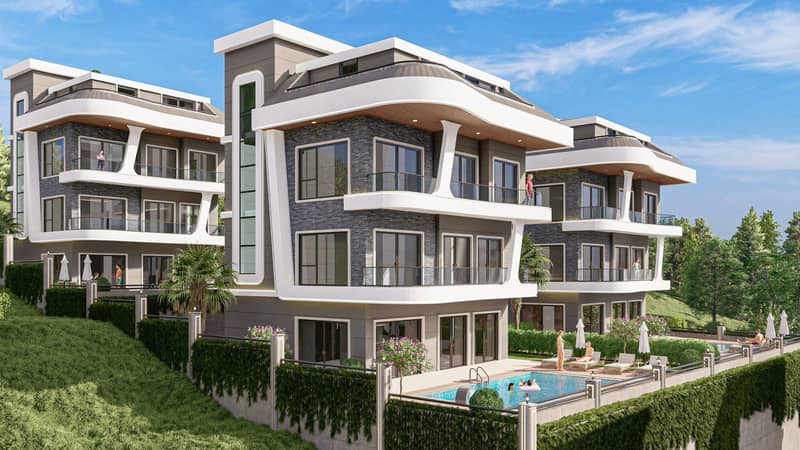 New boutique villa complex with swimming pools, sauna, sea and mountain views in Kargicak, Alanya, Türkiye — photo 4