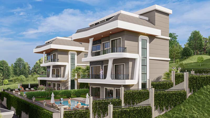 New boutique villa complex with swimming pools, sauna, sea and mountain views in Kargicak, Alanya, Türkiye — photo 2