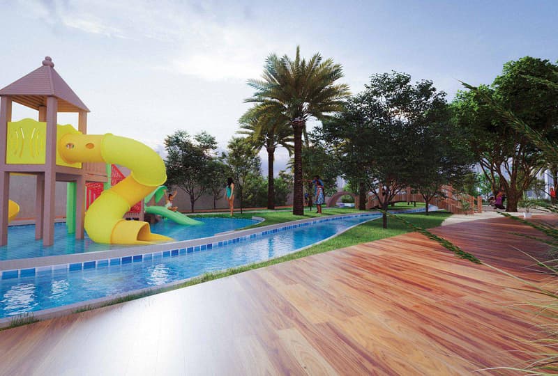 Новый комплекс меблированных апартаментов Maimoon Gardens с бассейном, водопадом и спортивными площадками, JVC, Дубай, ОАЭ — фото 1
