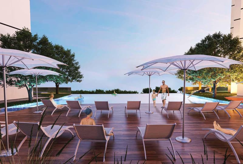 Новый комплекс меблированных апартаментов Maimoon Gardens с бассейном, водопадом и спортивными площадками, JVC, Дубай, ОАЭ — фото 1