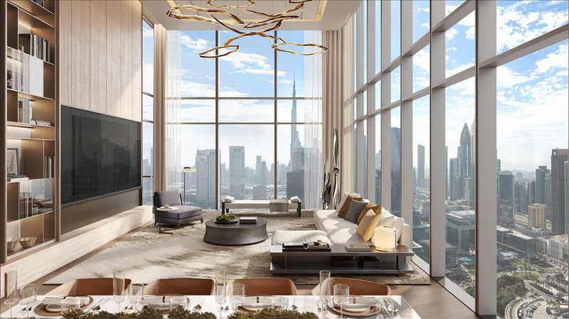 Новый проект Jumeirah Residences Emirates Towers с бассейном, зонами отдыха и круглосуточной охраной, Trade Center, Дубай, ОАЭ — фото 1