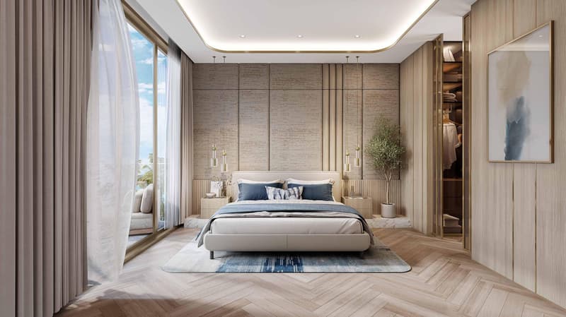 New complex of furnished apartments Sunset Bay 5 with a swimming pool and a direct access to beaches, Dubai Islands, UAE — photo 1