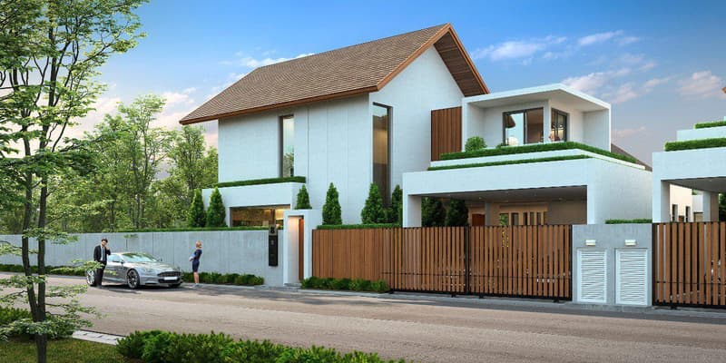 Complex of villas with swimming pools and gardens close to Layan Beach, Phuket, Thailand — photo 1