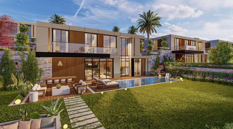 Modern complex of villas with swimming pools, Türkbükü, Turkey — photo 1