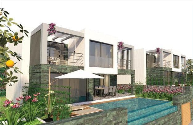Modern residential complex with a swimming pool near the beach, Bodrum, Turkey — photo 1