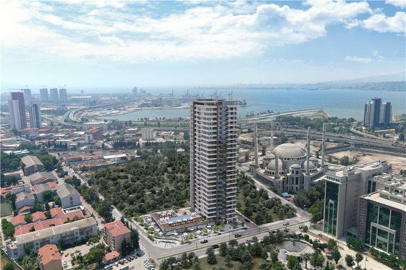 Новая резиденция с бассейном в 300 метрах от станции метро, Измир, Турция — фото 1