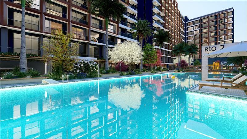 New residence with a swimming pool and a water park at 520 meters from the sea, Mersin, Turkey — photo 1