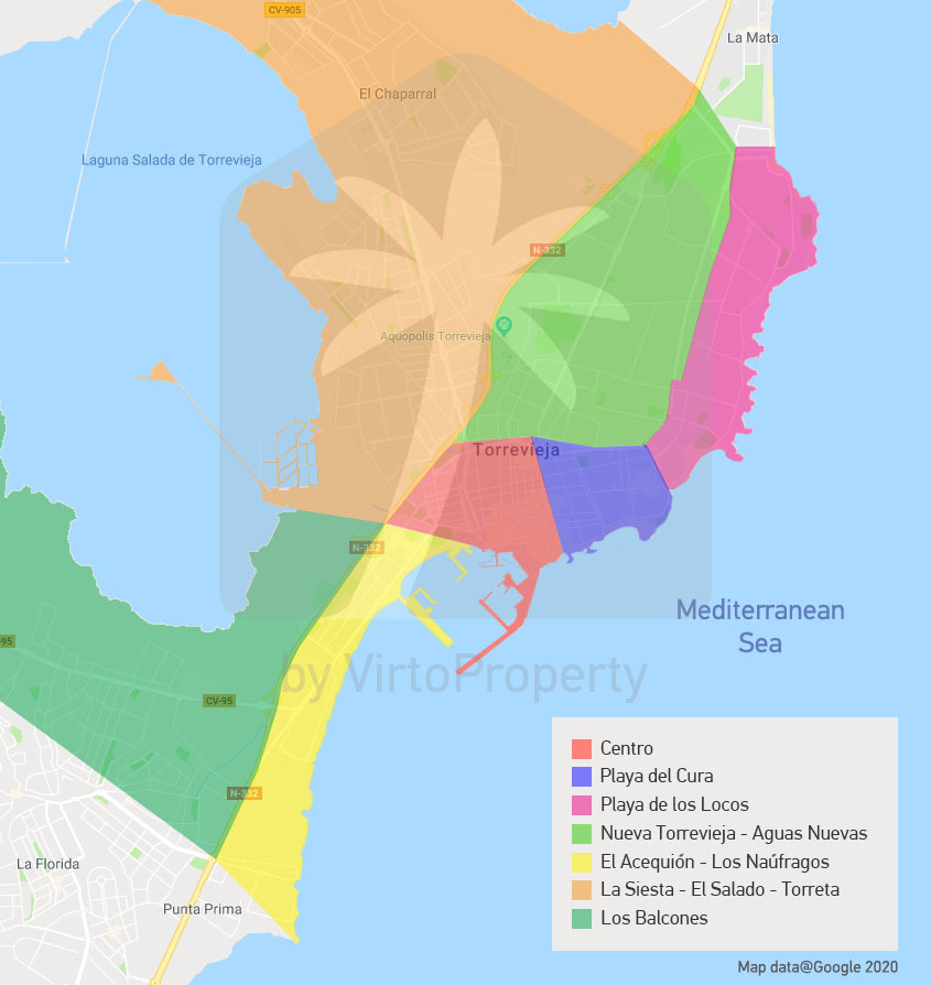 Map of Torrevieja districts