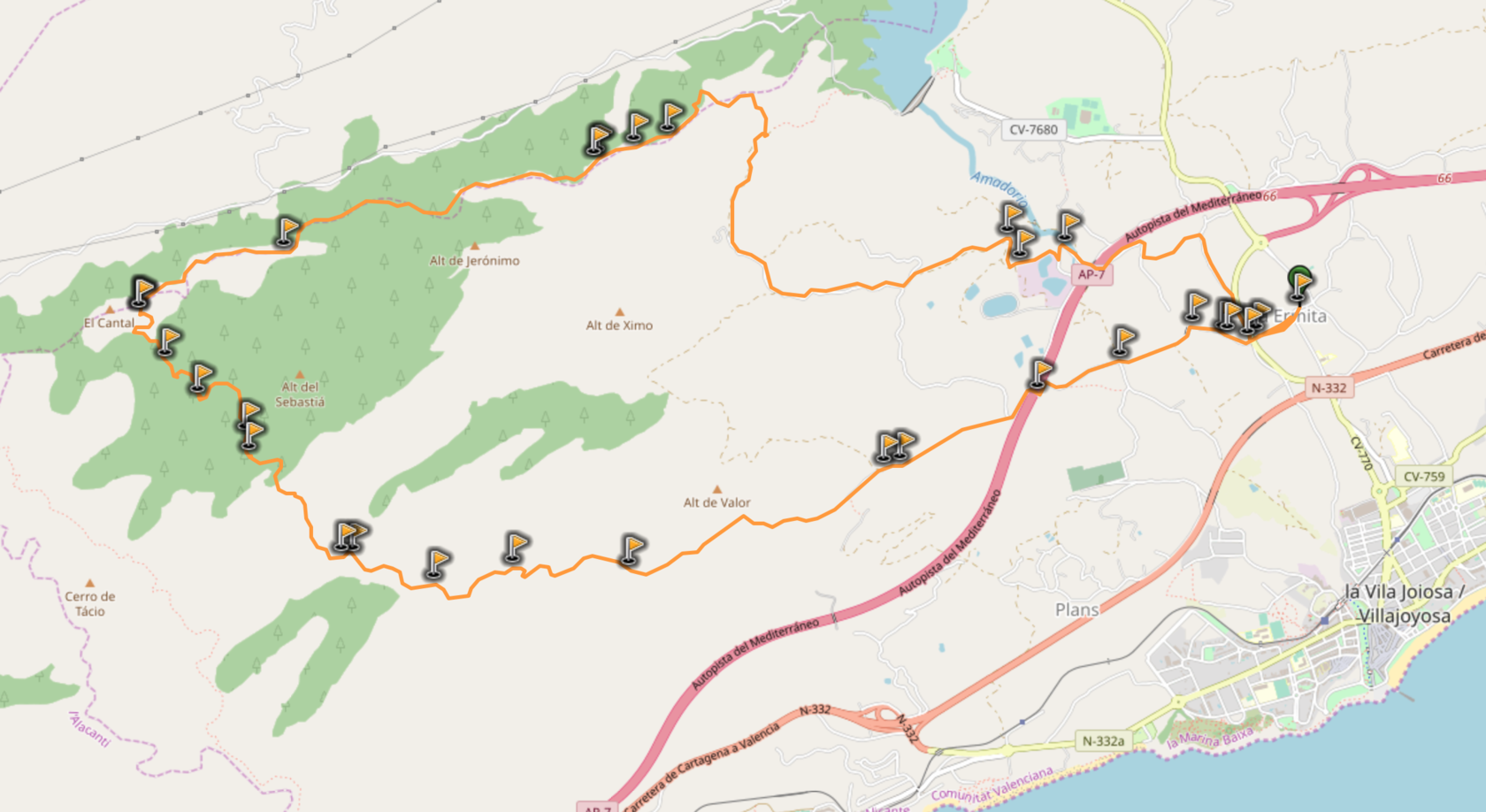 La Vuelta al Cantal route map