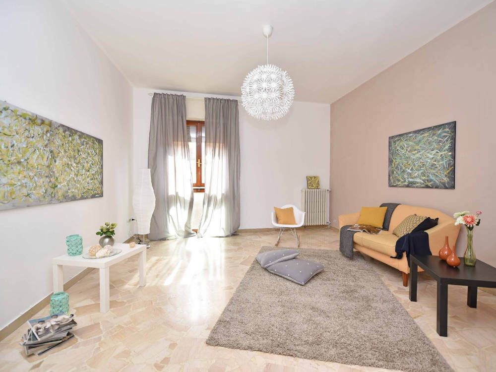 cluttered living room