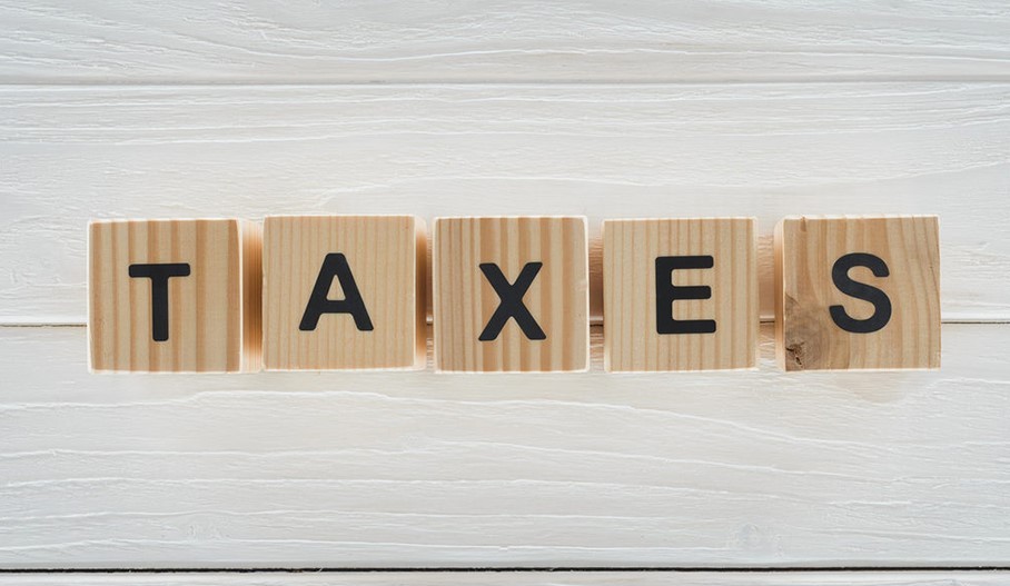 Wooden letters TAXES