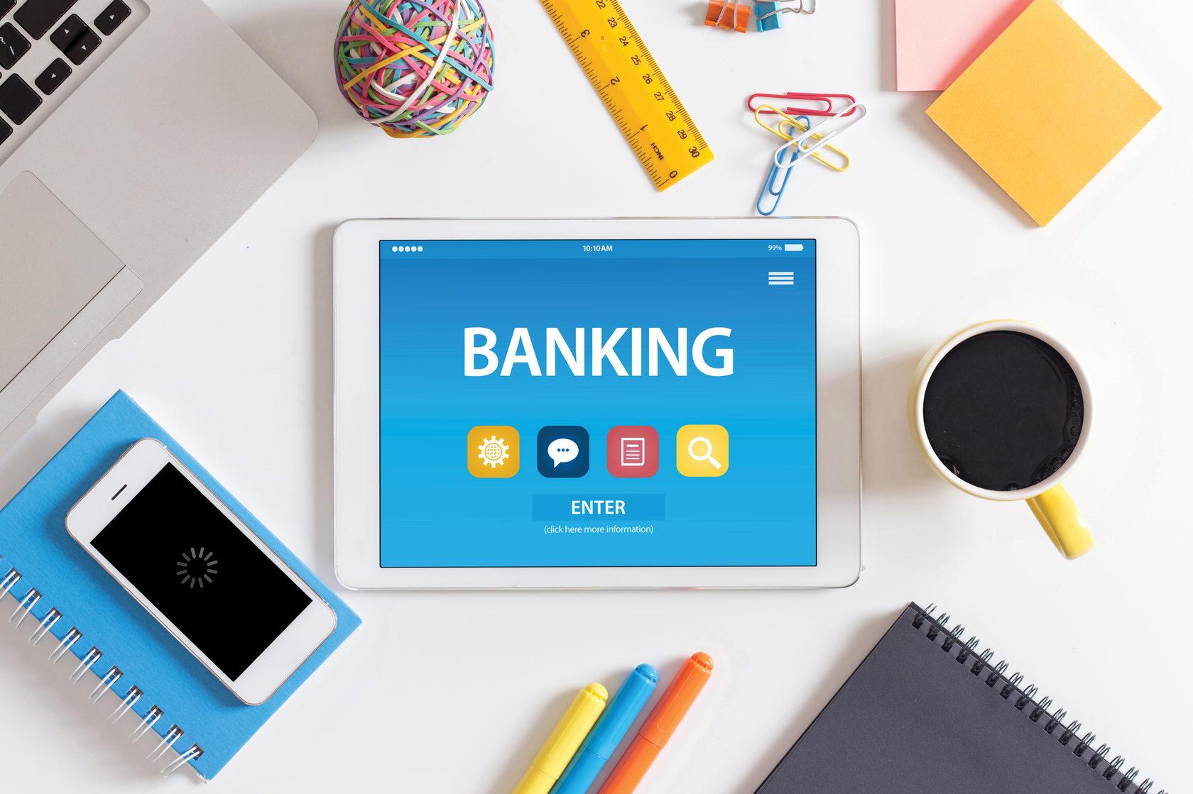 Banking word on the tablet