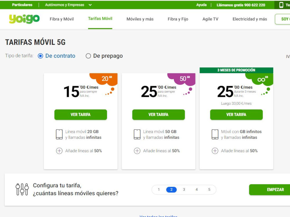 Mobile tariffs in Spain by Yoigo