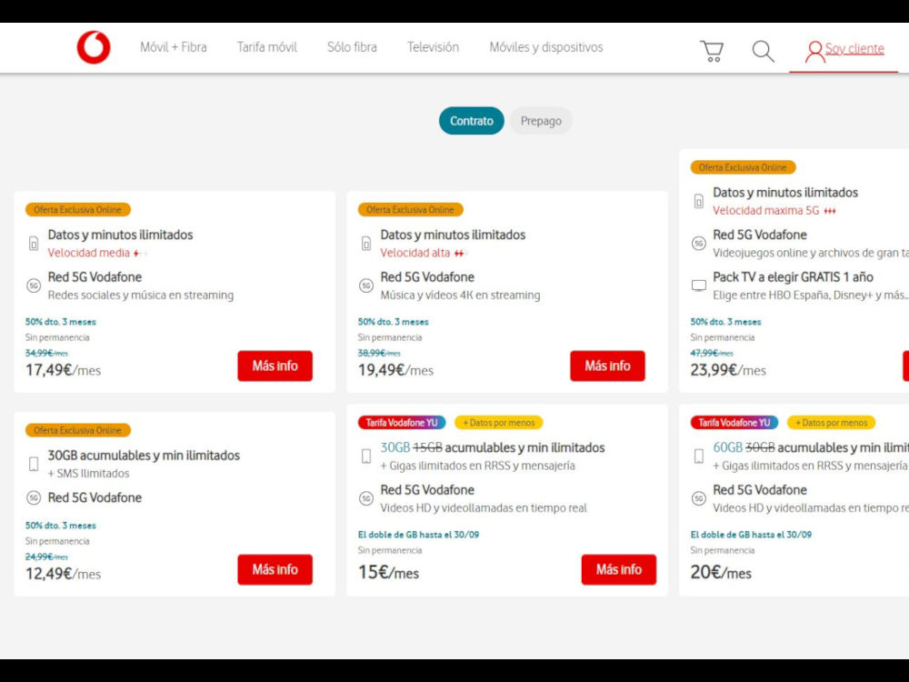 Mobile tariffs in Spain by Vodafone