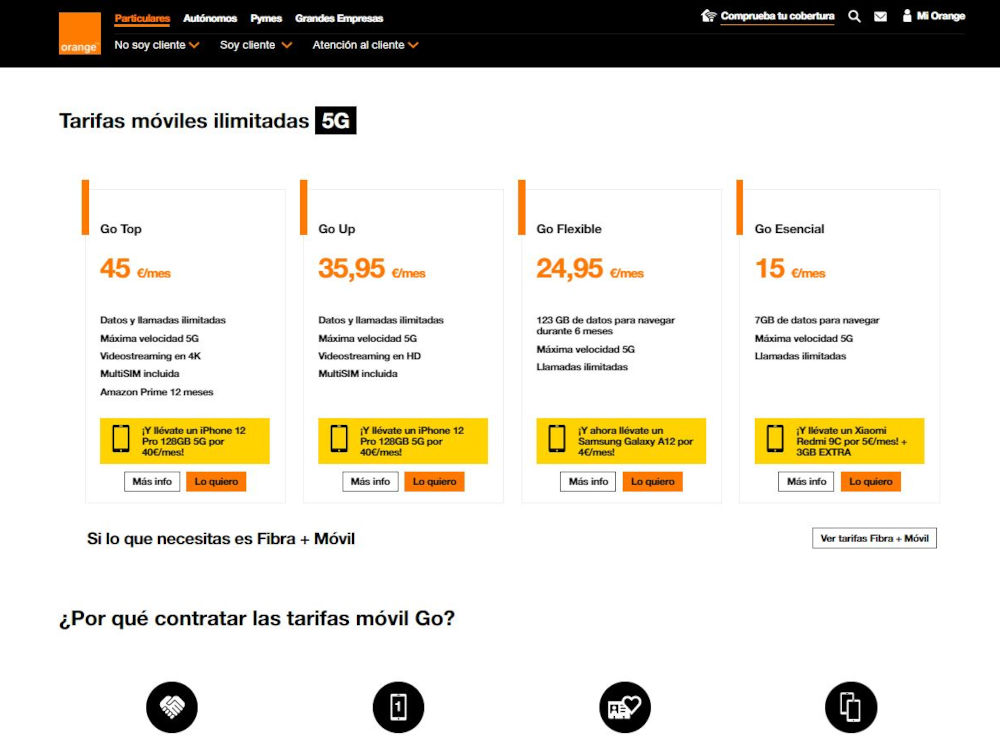 Mobile tariffs in Spain by Orange
