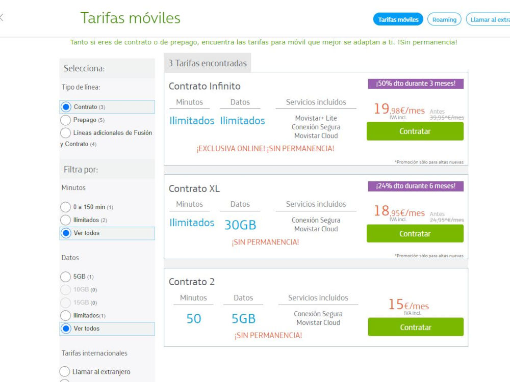 Mobile tariffs in Spain by Movistar