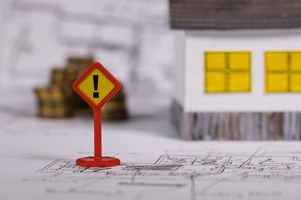 Exclamation mark on plan
