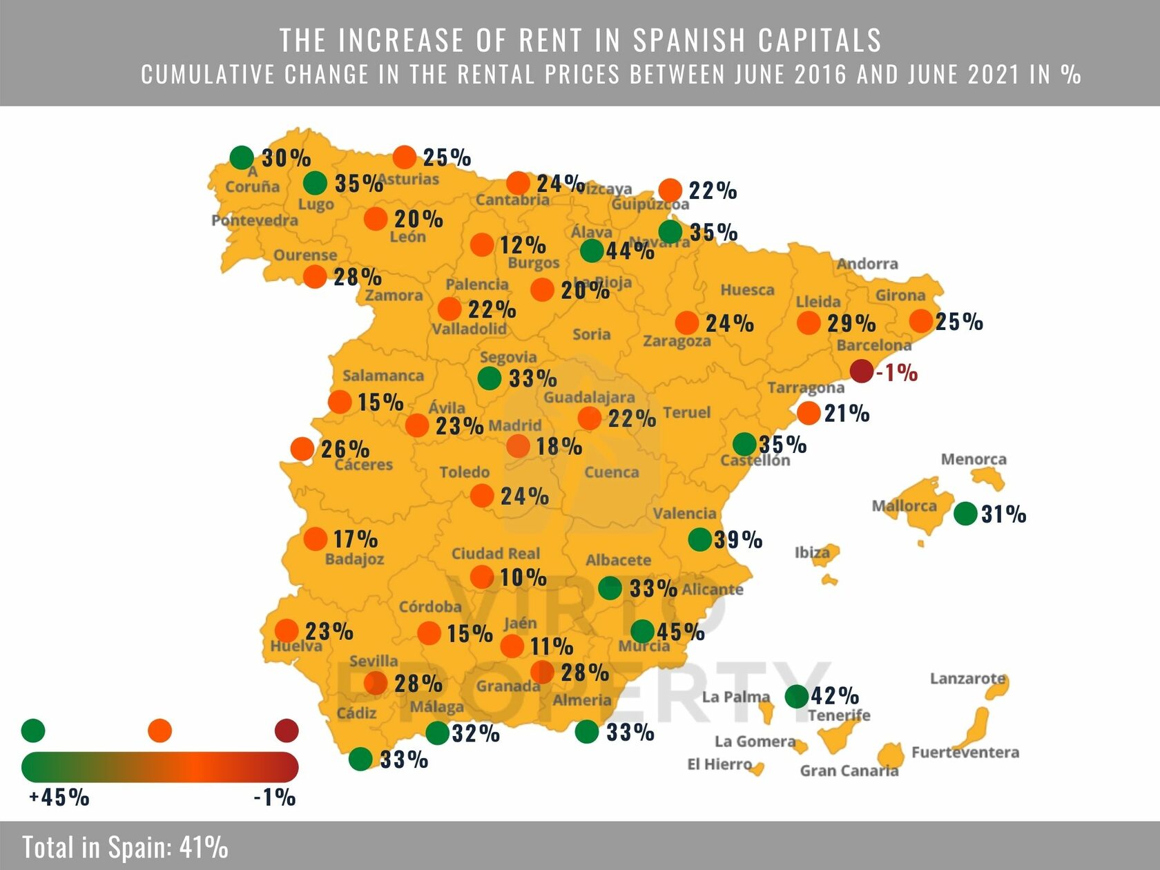 The increase of rent in Spanish capitals