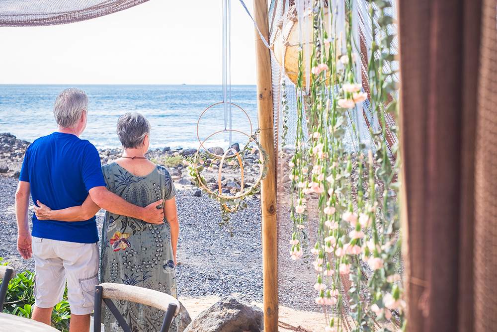 An old couple on the beach